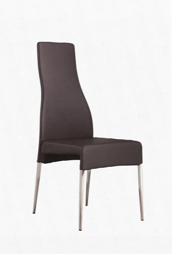 Valentino Collection Cb-f3151-g 41" Dining Chair With Eco-leather Upholstery Stitched Detailing And Tapered Chrome Legs In