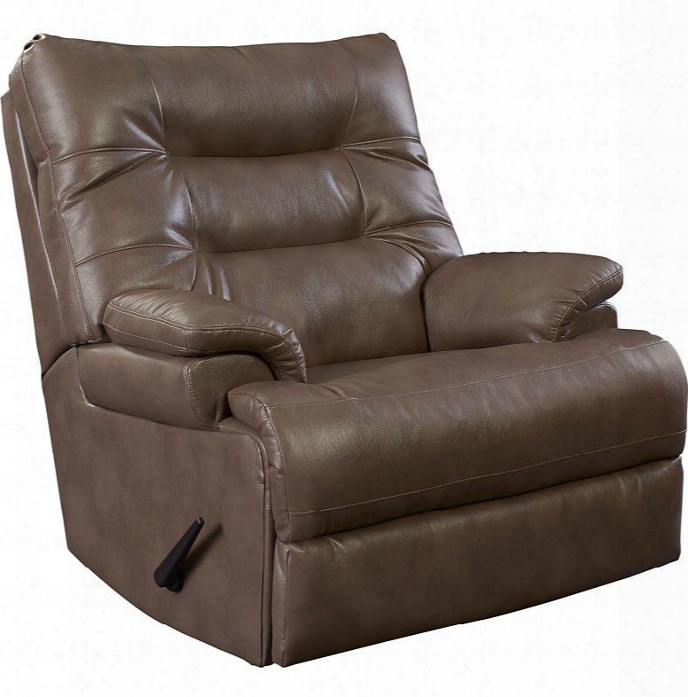 Valor Collection 8424/5428-14 43" Rocker Recliner With Faux Leather Upholstery Plush Padded Arms Tufted Back Cushion And Casual Style In Dove