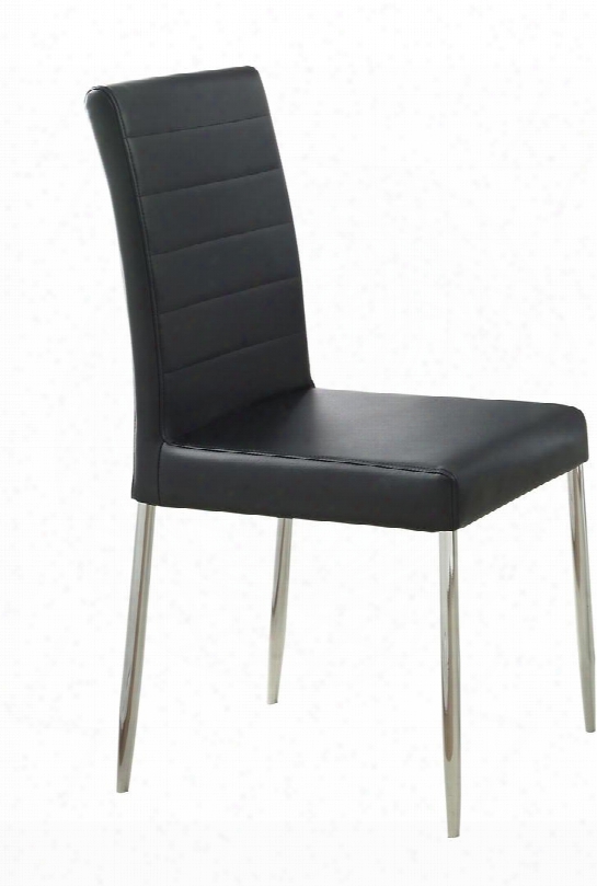 Vance Collection 120767blk 38.5" Dining Chairs With Tapered Legs Chrome Inferior And Vinyl Seat Cushion In Black