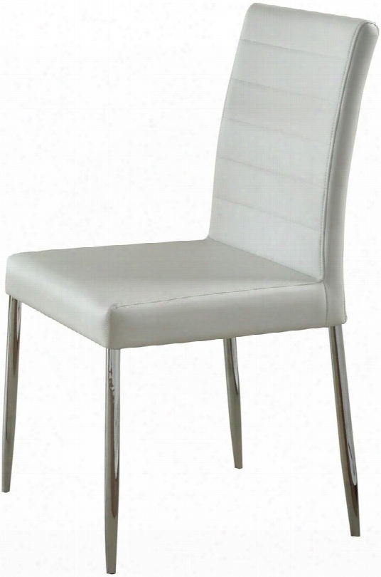 Vance Collection 120767wht 38.5" Dining Chairs With Tapered Legs Chrome Base And Vinyl Seat Cushion In White