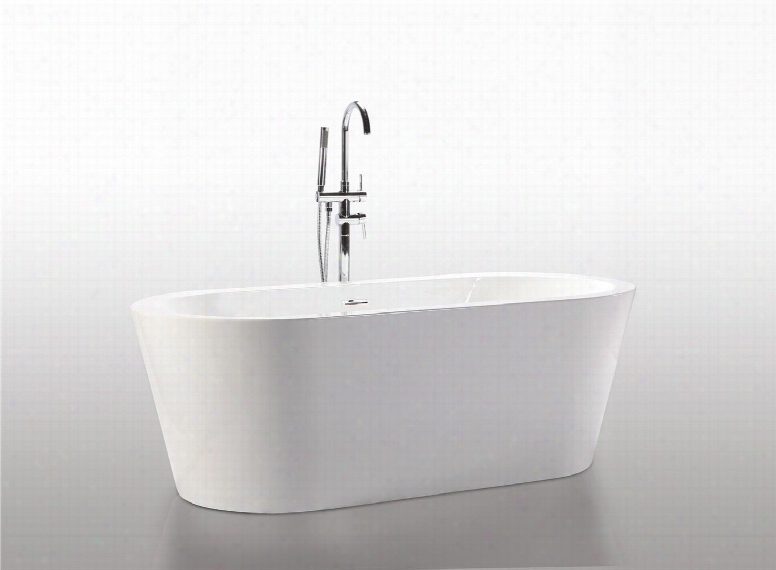 We6841 67" Acrylic Tub With 61 Gallon Capacity Adjustable Leveling Legs And Drainpipe Included In