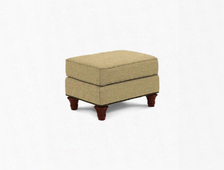 Whitfield Collection 3666-5q/4279-80 27" Ottoman With Fabric Upholstery Nail Head Trim Turned Legs And Traditional Style In Beige With Walnut