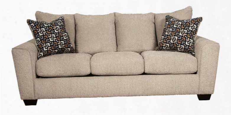 Wixon 5700338 88" Stationary Fabric Sofa With Flared Track Arms Loose Seat Cushions And Pillows Included In Putty