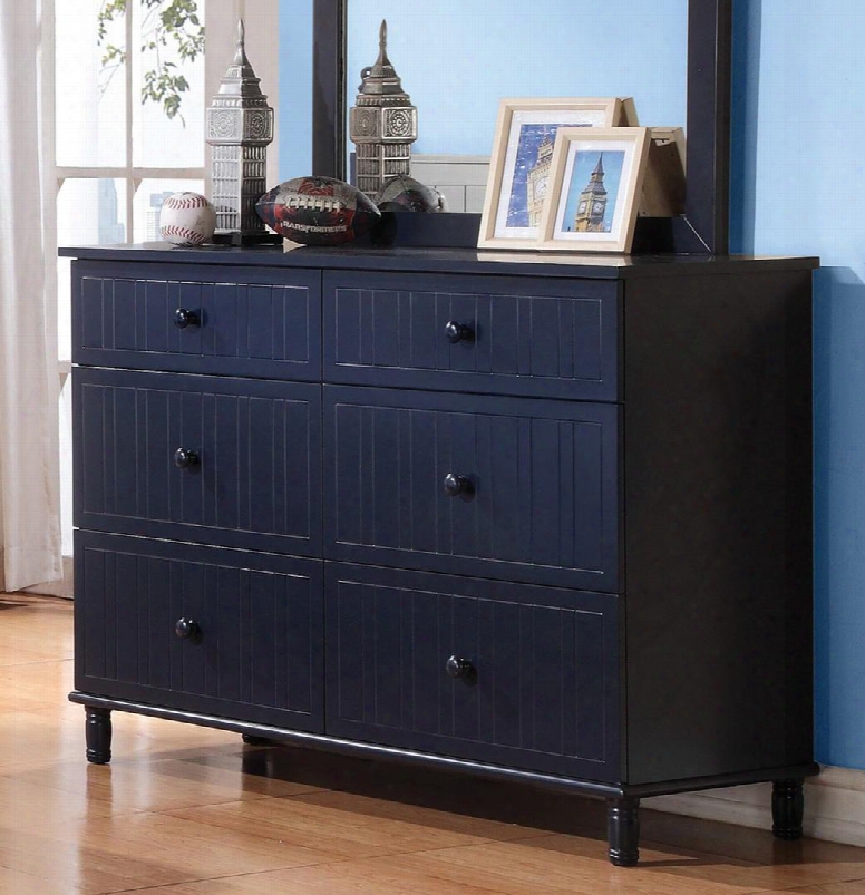 Zachary Collection 400693 50" Dresser With 6 Drawers Soild Wood Knobs Turned Legs And Kenin Drawer Glides In Navy