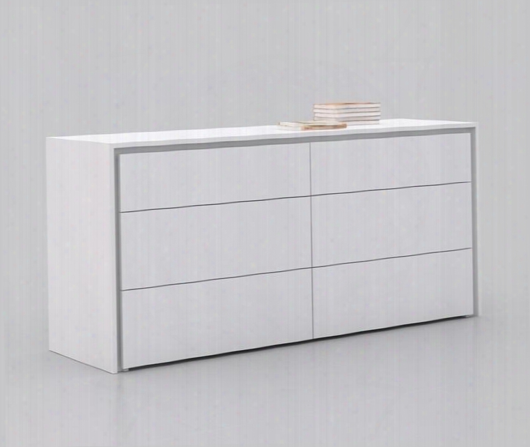 Zen Collection Cb-1104-d-wh 63" Dresser With 6 Drawers Medium-density Fiberboard (mdf) And High Gloss Lacquer In White