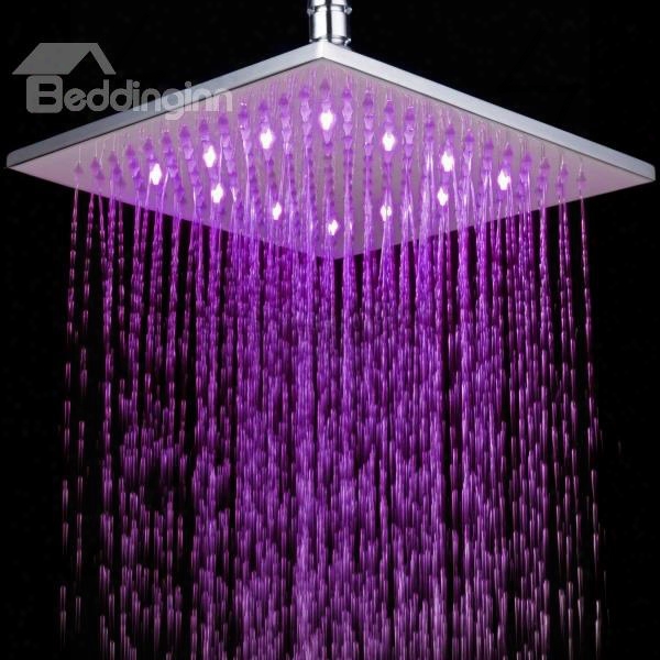 10 Inches Pure Copper 3 Color Changing By Water Temperature Led Shower Head