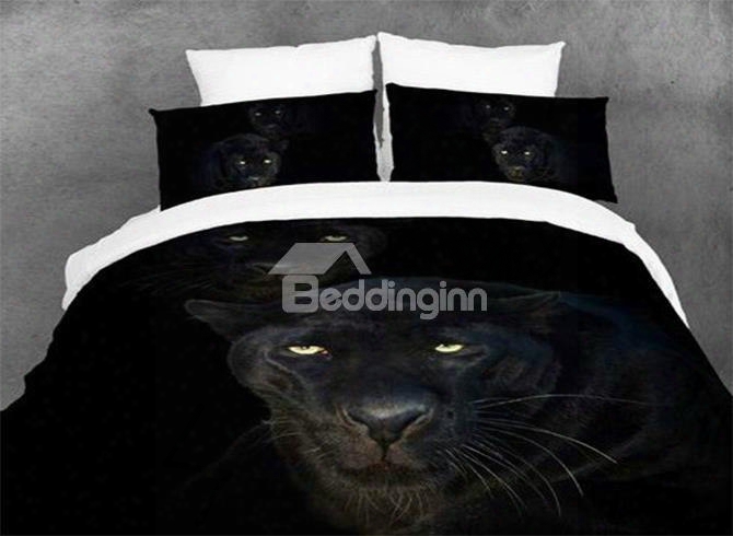 3d Black Panther Printed Cotton Full Size 4-piece Bedding Sets/duvet Covers