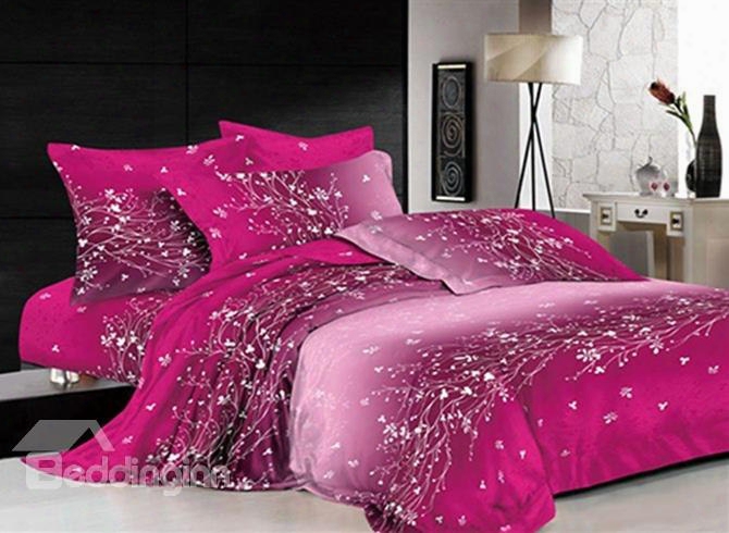 3d Dazzling B Ranches And Tendrils Printed Cotton 4-piece Bedding Sets