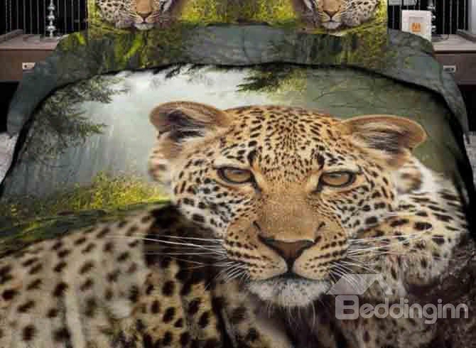 3d Leopard Printed Cotton 4-piece Bedding Sets/duvet Covers