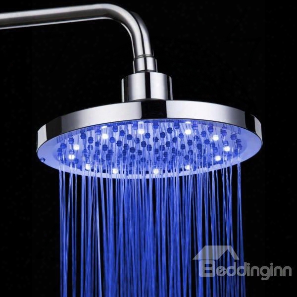 8 Inches Round Led Changing Color Pure Copper Shower Head Faucet