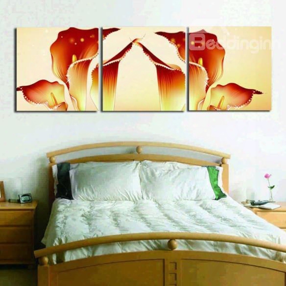 Amazing Golden Tulips Print 3-piece Cross Framed Film Wall Art Prints