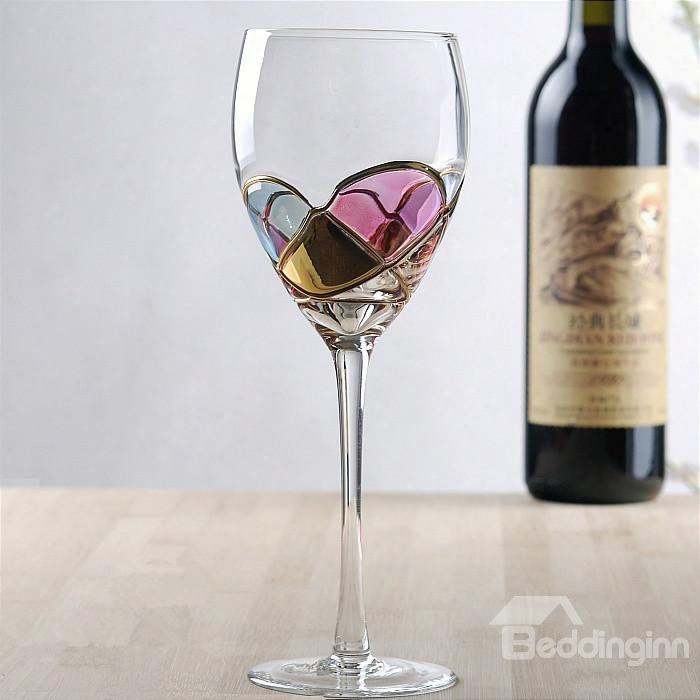 Coloured Drawing/pattern Red Wine Goblet Glasses