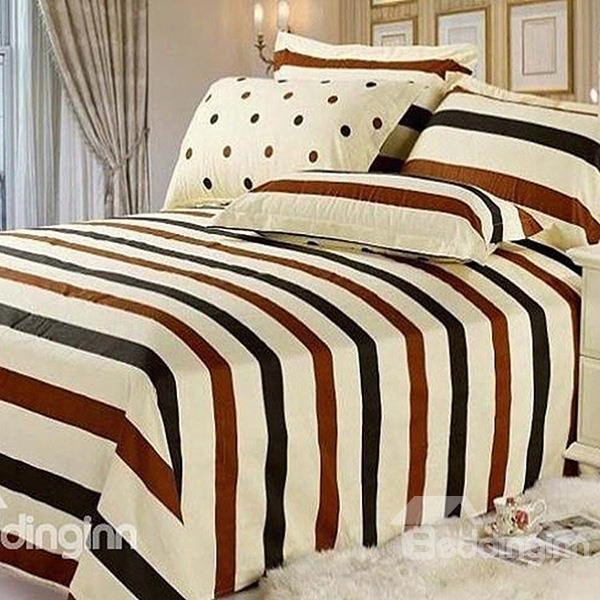 Comfortable Classical Broown And Black Stripe Cotton Sheet