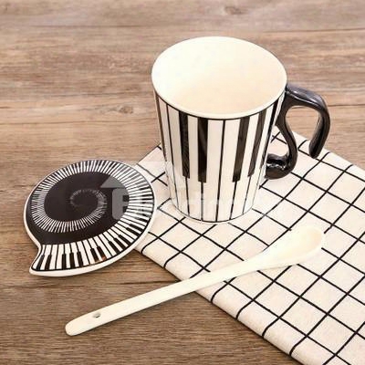 Creative Porcelain Black And White Piano Keys Design Coffee Cup