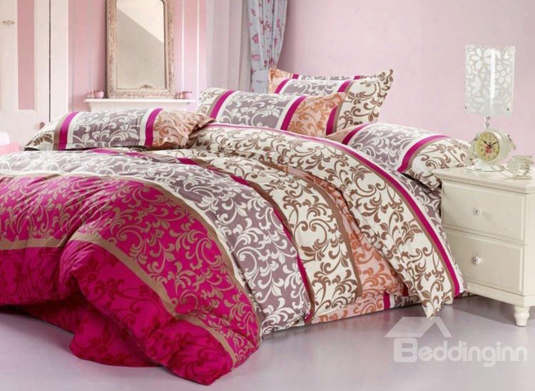 Floral And Swirls Pattern Ethnic Style Cotton 4-piece Bedding Sets/duvet Cover