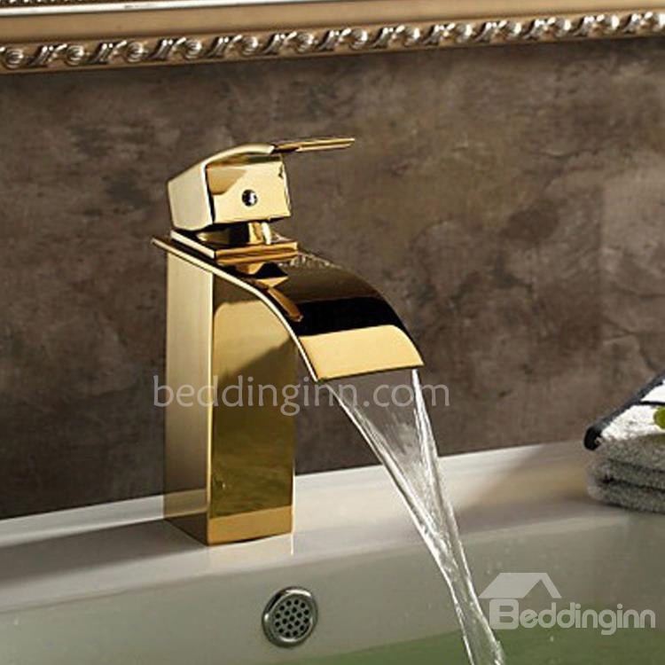 Golden Single Handle Ti-pvd Finish Waterfall Faucets
