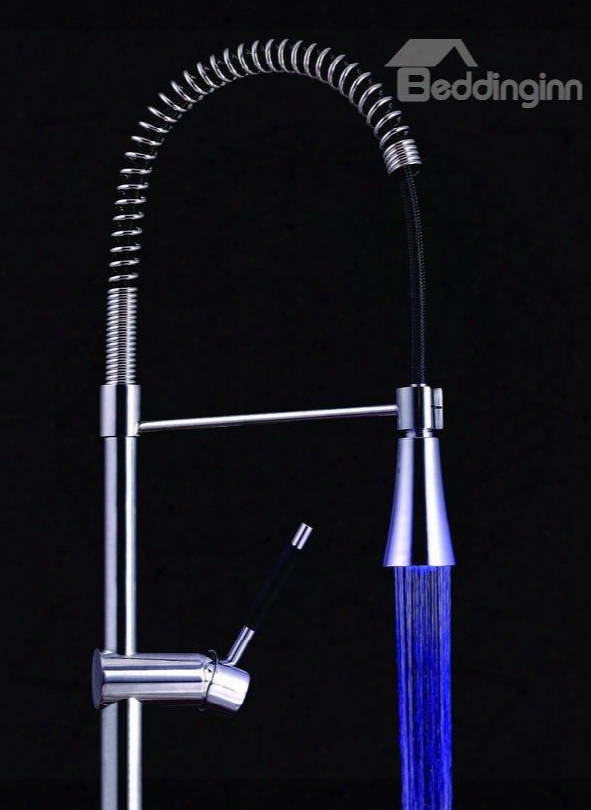 Horn Type Three Color Faucet Changing Color By Temperature For Kitchen