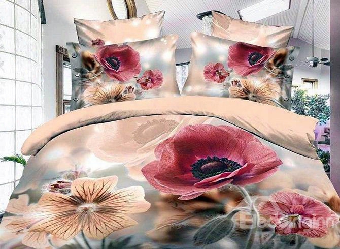 Ink Flower Reactive Printing 4-piece Polyester Duvet Cover