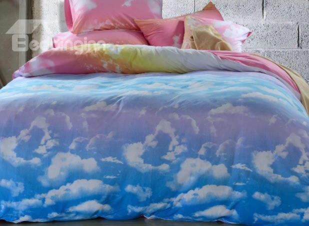 Lovely Clouds And Blue Sky Patterns Cotton 4-piece Bedding Sets/duvet Cover