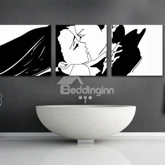 Lovely Kissing Couple Print 3-piece Cross Film Wall Art Prints