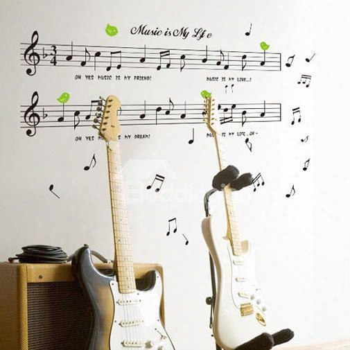 Lovely Musical Notes And Letters Print Wall Stickers
