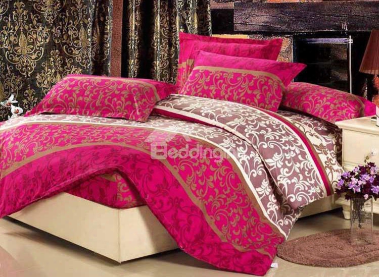 Luxurious Jacobean Reactive Printing 4-piece Cotton Bedding Sets/duvet Cover