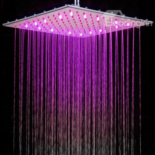 Luxxury 16 Inches New Arrival Led Rainfall Shower Head Faucet Changing Colors By Temperature