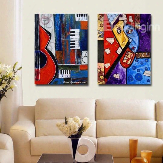 New Arrival Abstract Painting Print 2-piece Cross Film Wall Art Prints