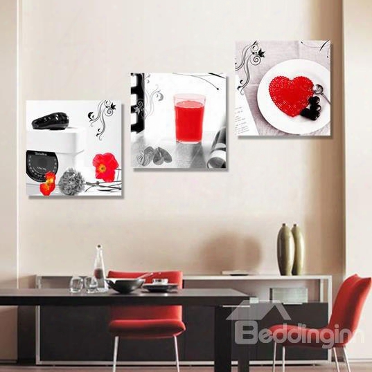 New Arrival Beautiful Black And Red Patterns Print 3-piecs Cross Film Wall Art Prints