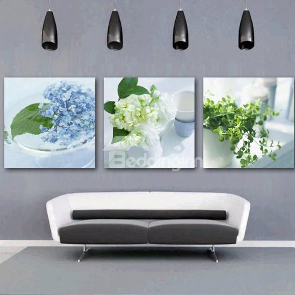 New Arrival Beautiful  Flowers In The Vase Print 3-piece Cross Film Wall Art Prints