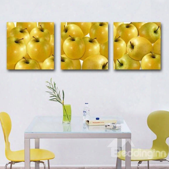 New Arrival Beautiful Golden Apples Print 3-piece Cross Fim Wall Art Prints