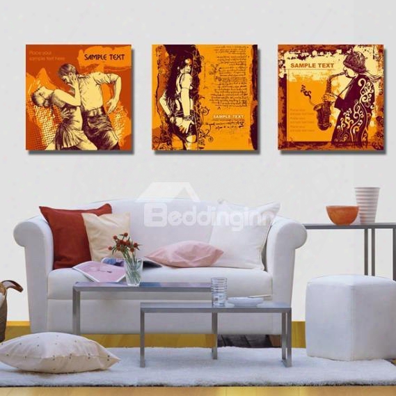 New Arrival Beautiful Human Figures Painting Print 3-piece Cross Film Wall Art Prints