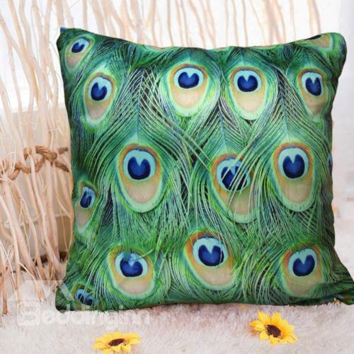 New Arrival Beautiful Peacock Feather Print Throw Pillowcase