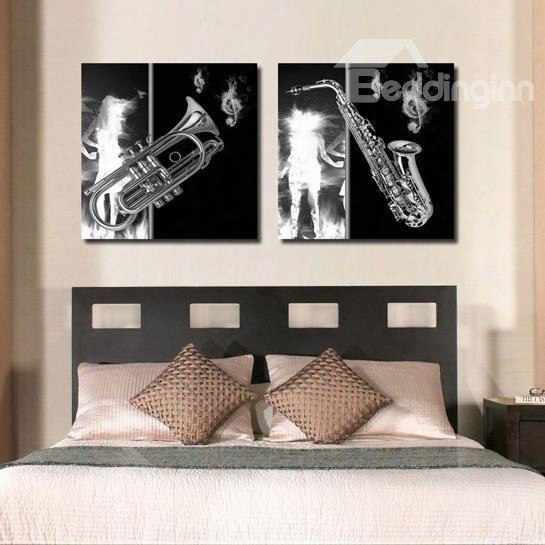 New Arrivalbeautiful Saxophone And Figure Print 2-piece Cross Film Wall Art Prints