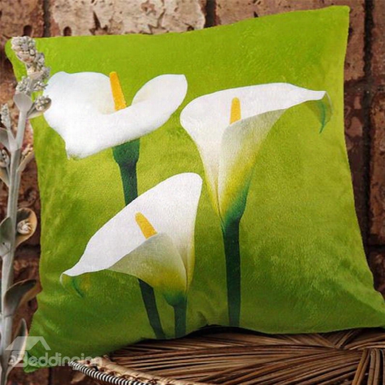 New Arrival Beautiful Three Heads Of Calla Flowers Print Throw Pillowcase