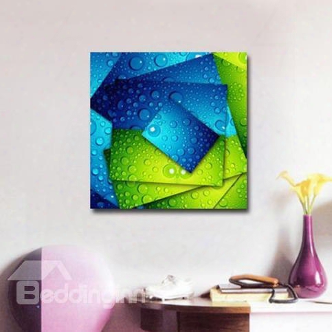 New Arrival Blue And Green Cards With Water Drops Print Cross Film Wall Art Prints