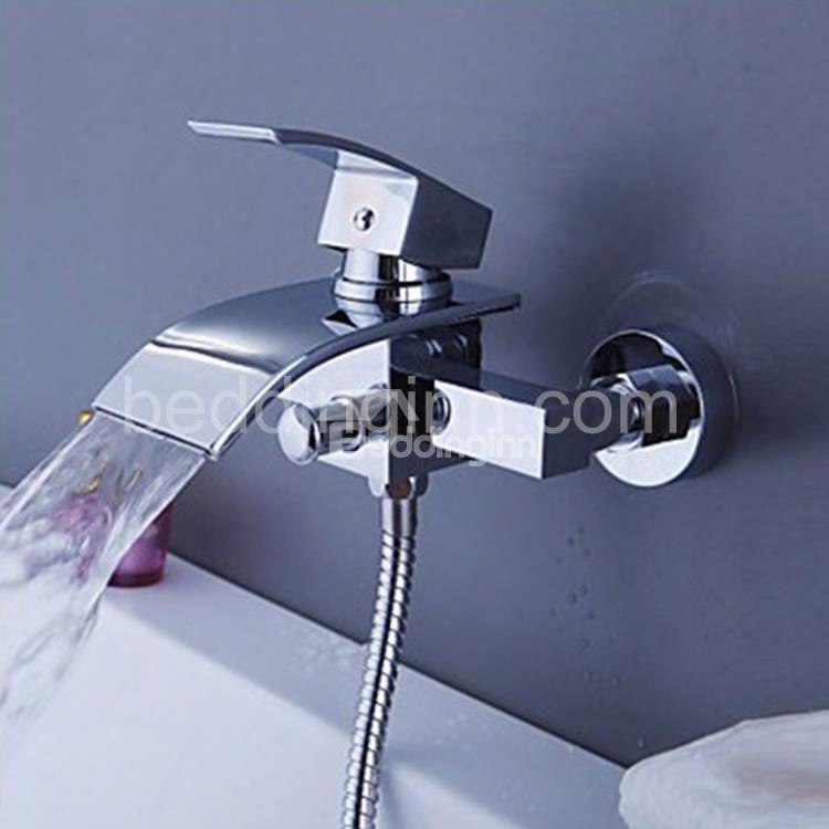 New Arrival Chrome Widespread Waterfall Wall Mount Bathtub Faucet