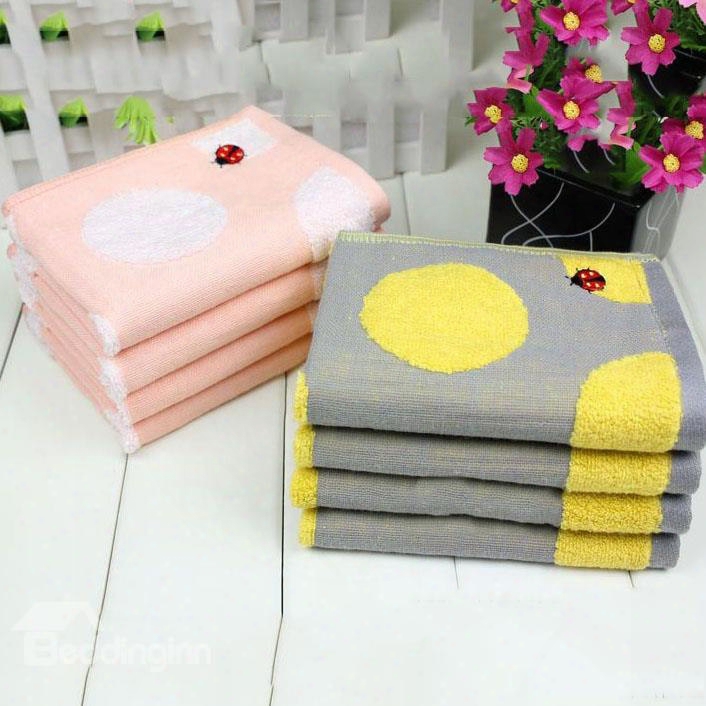New Arrival Comfortable Skin Care Ladybug Print Candy Color Soft Children Towel