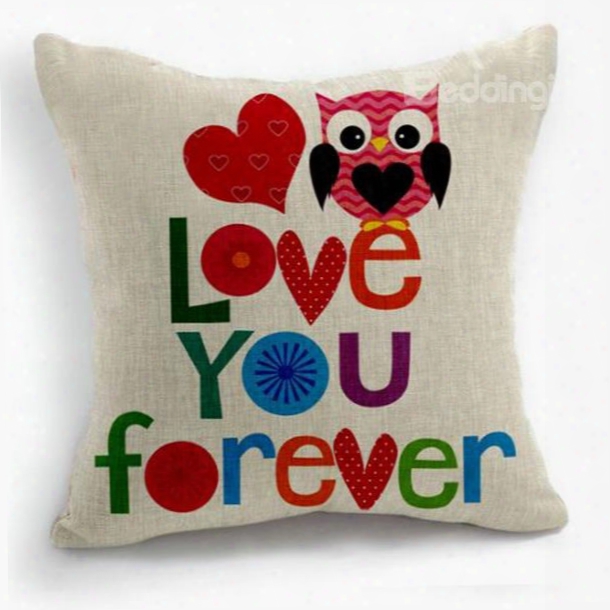 New  Arrival Cute Love You Forever Letters Print Throw Pillow