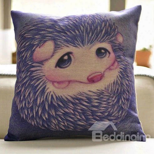 New Arrival Cute Purple Hedgehog Print Throw Pillow Case