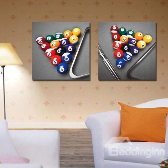 New Arrival Elegant Billiards Balls Print 2-piece Cross Film Wall Art Prints