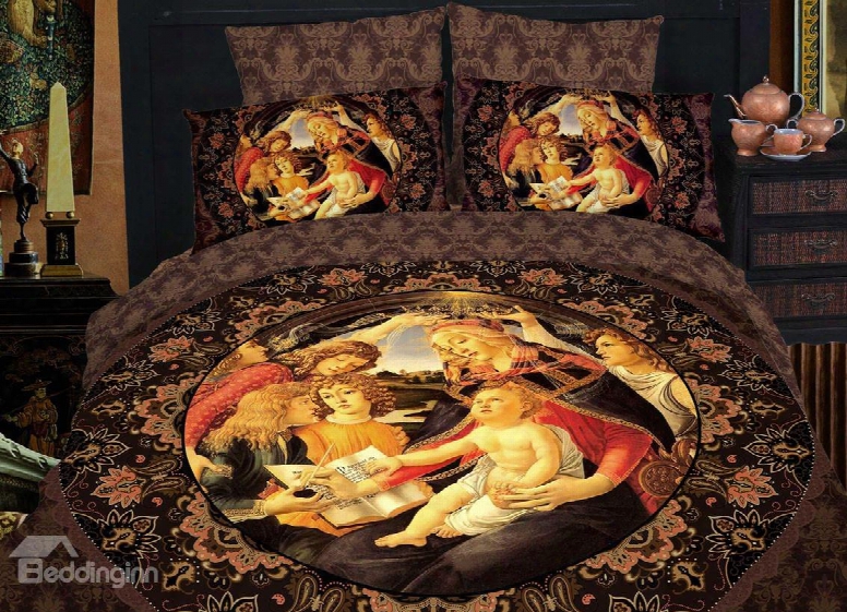 New Arrival Elegant Famous Painting Print 4 Piece Bedding Sets/duvet Cover Sets