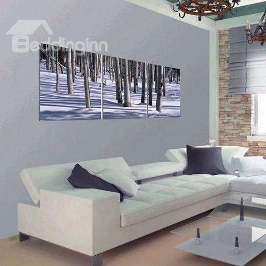 New Arrival Elegant Forest In The Snow Print 3-piece Cross Film Wall Art Prints