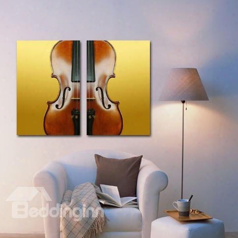 New Arrival Elegant Violin Print 2-piece Cross Film Wall Art Prints