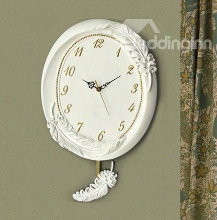 New Arrival European Style Beautiful Feather Design Embossed Wall Clock