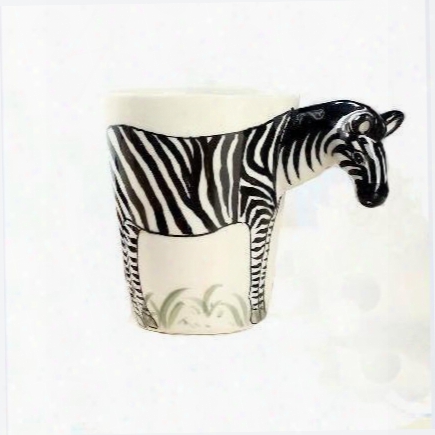 New Arrival Hand-painted 3d Ceramic Zebra Creative Mug