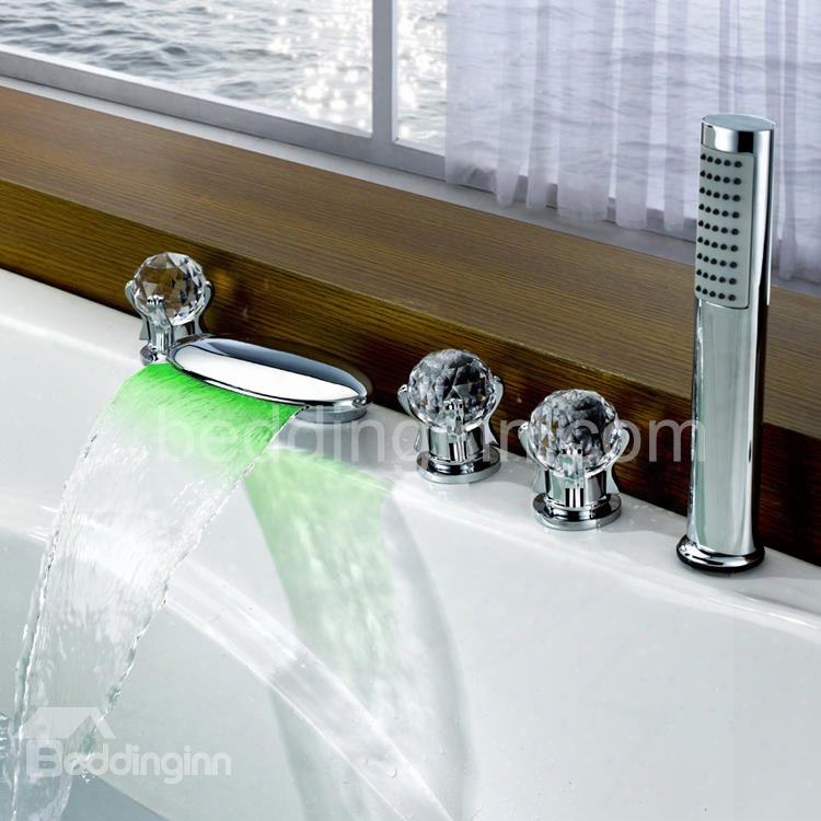 New Arrival Led Color Changing Waterfall Round Bathtub Faucet