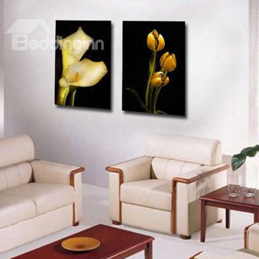 New Arrival Lovely Yellow Calla And Bud Print 2-piece Cross Film Wall Art Prints