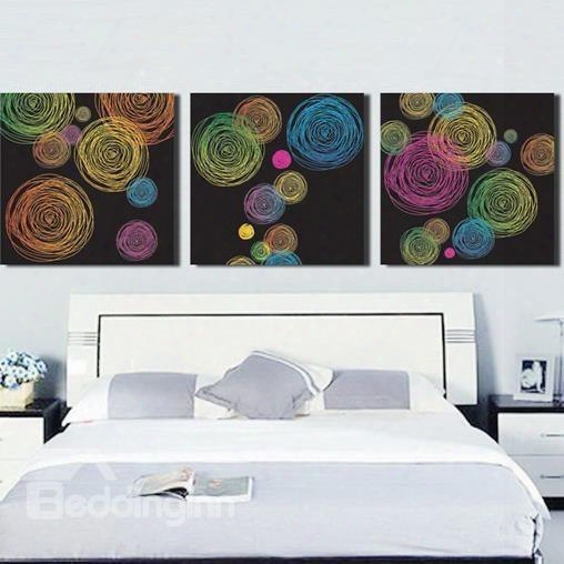 New Arrival Modern Abstract Colorful Circles Print 3-piece Cross Film Wall Art Prints