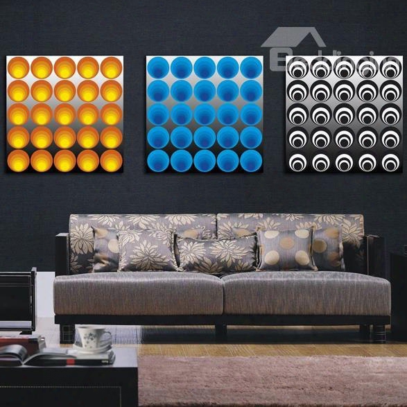 New Arrival Modern Colorful Rounds And Circles Print 3-piece Cross Film Wall Art Prints